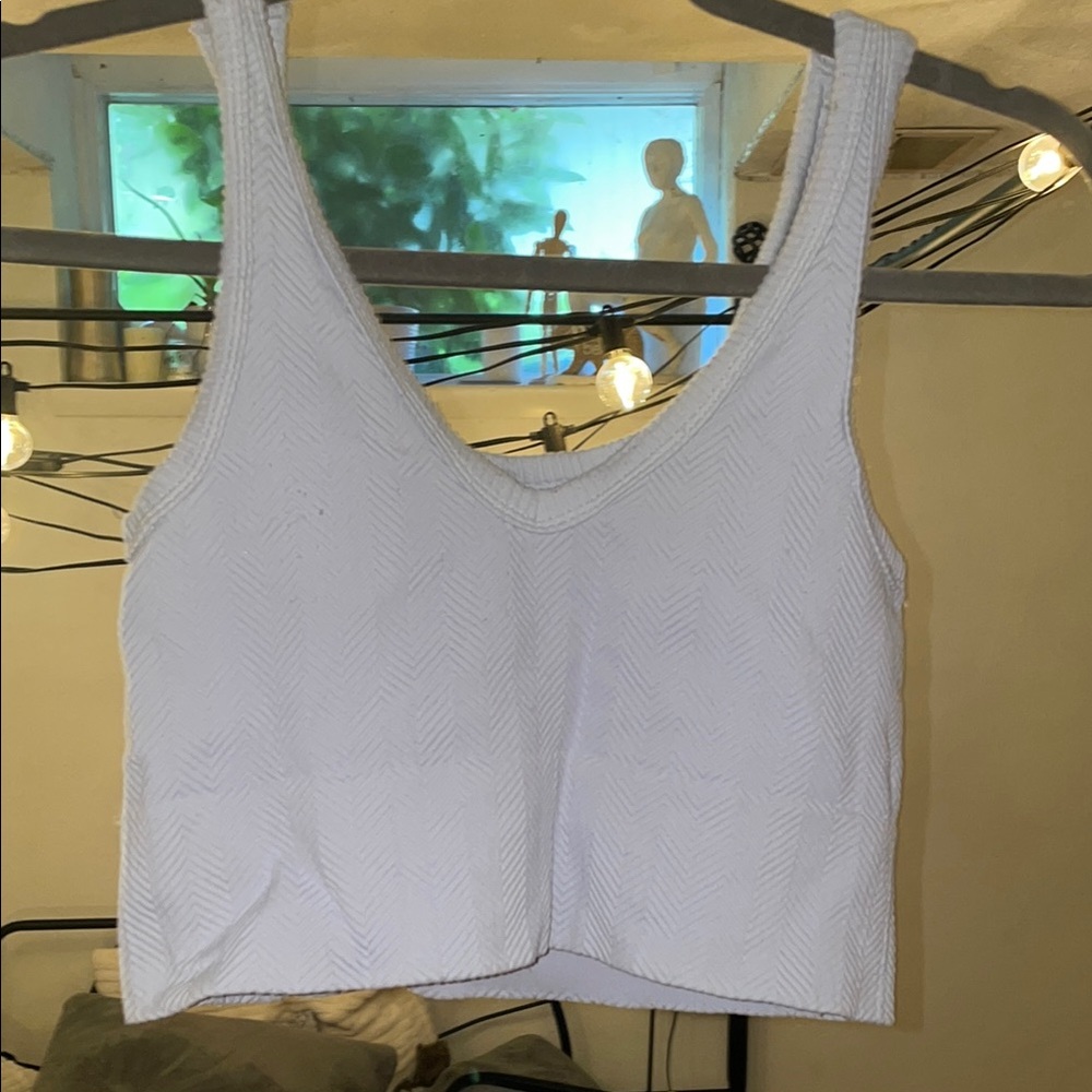 Light Blue Textured Crop Top